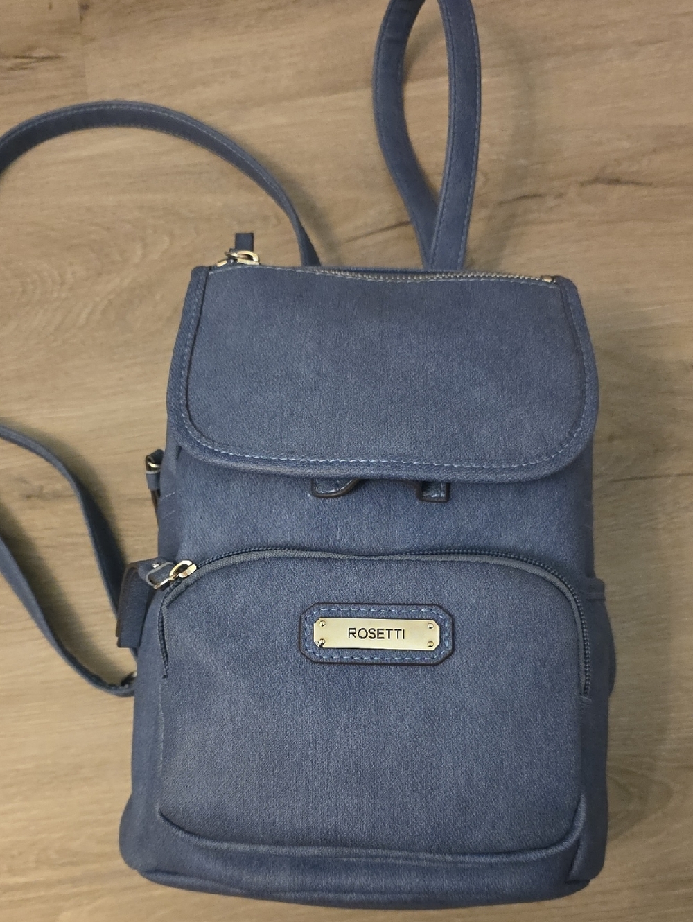 Rosetti Blue Mini Backpack with Gold Hardware